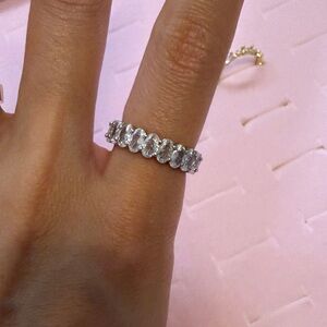 Silver Crystal Oval Eternity Ring